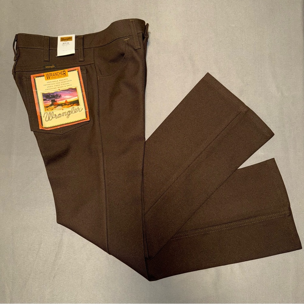 Wrangler Wranchers NWT Men's Flared Dark Brown Dress Pants 28x30 EXTRA Small